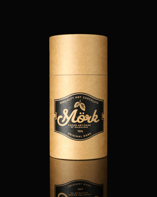 Mörk Original Dark 70% specialty hot chocolate in a 250g kraft tube