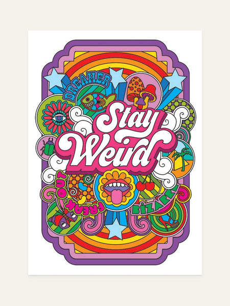 stay weird card front design