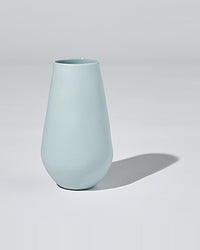 Light blue matte ceramic teardrop vase, 17cm, by Marmoset Found