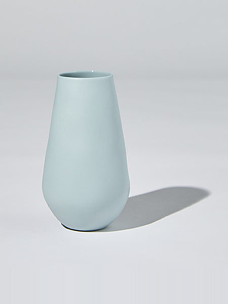 Light blue matte ceramic teardrop vase, 17cm, by Marmoset Found