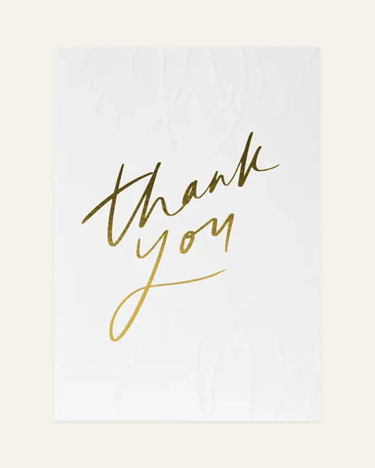 thank you greeting card white gold — front design
