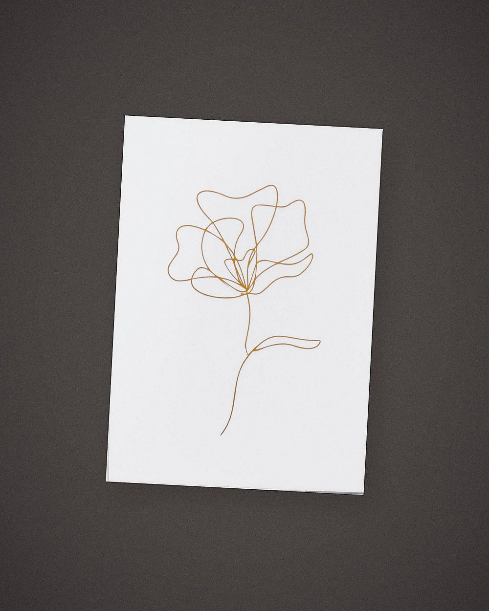 The Single Stem greeting card, gold foil line art on white, included in The Aperitif.
