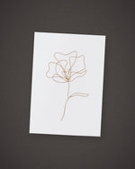 The Single Stem greeting card, gold foil line art on white, included in The Aperitif.
