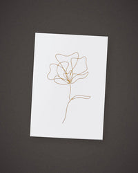 The Single Stem greeting card, gold foil line art on white, included in The Aperitif.