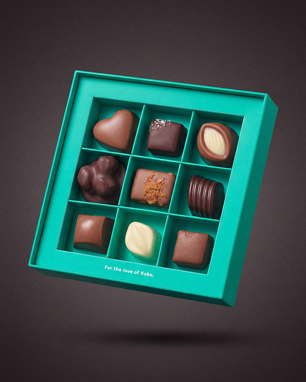 Koko Black Chocolatier's Selection, the box of nine pralines included in The Lot.