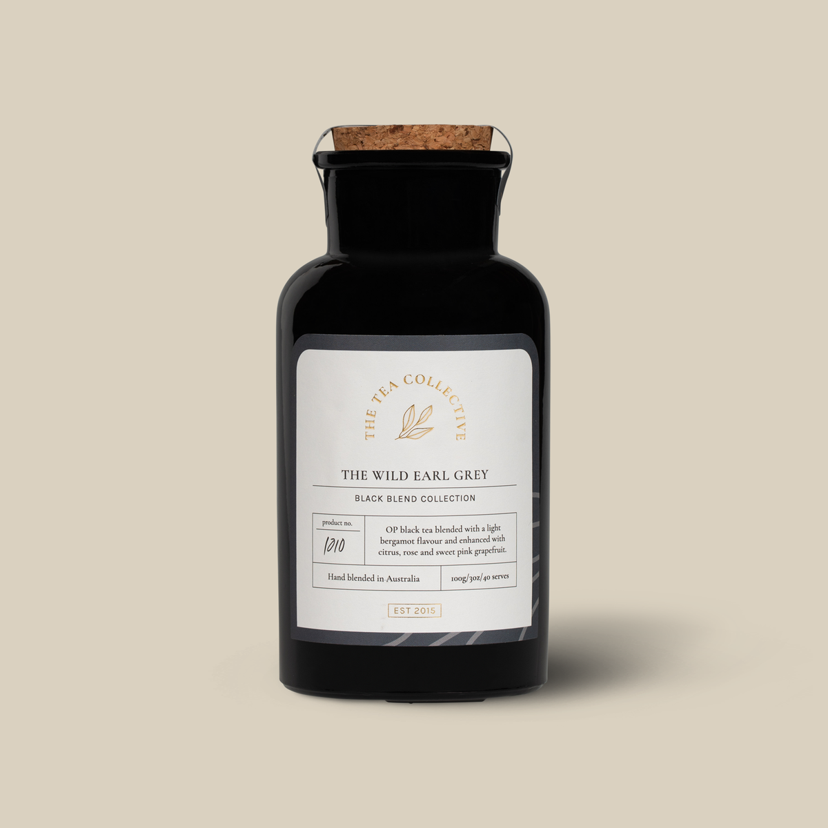 The Tea Collective Wild Earl Grey loose-leaf tea in its 100g boutique jar