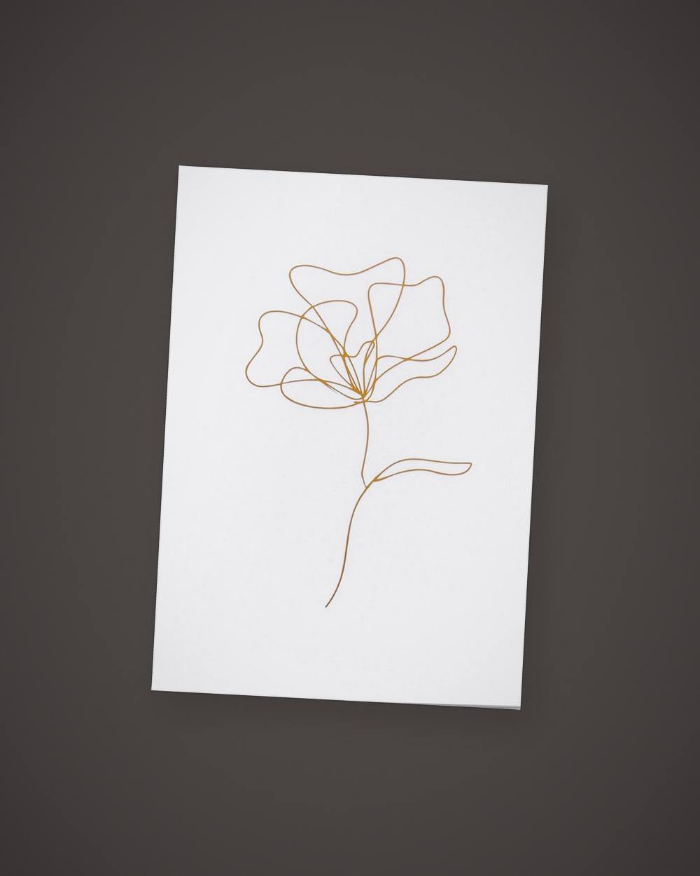 The Single Stem greeting card, gold line art on white, included in The Toast.