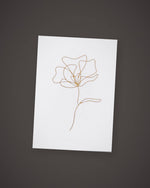 The Single Stem greeting card, gold line art on white, included in The Toast.