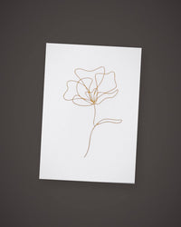 The Single Stem greeting card, gold line art on white, included in The Toast.
