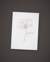 The Single Stem greeting card, gold line art on white, included in The Toast.